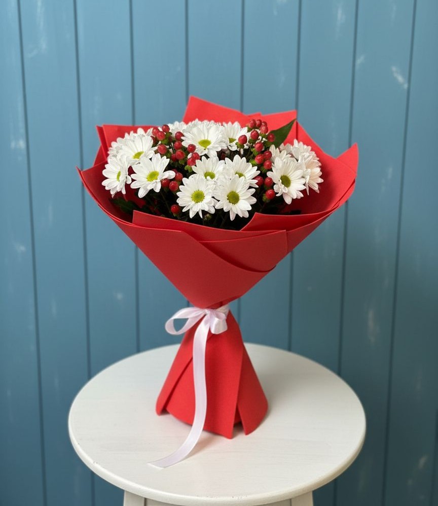 Букет цветов из: Хризантемы в Розе Челябинской области