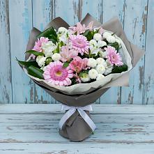 Букет цветов из:  Герберы, Альстромерии и Хризантемы в Розе Челябинской области