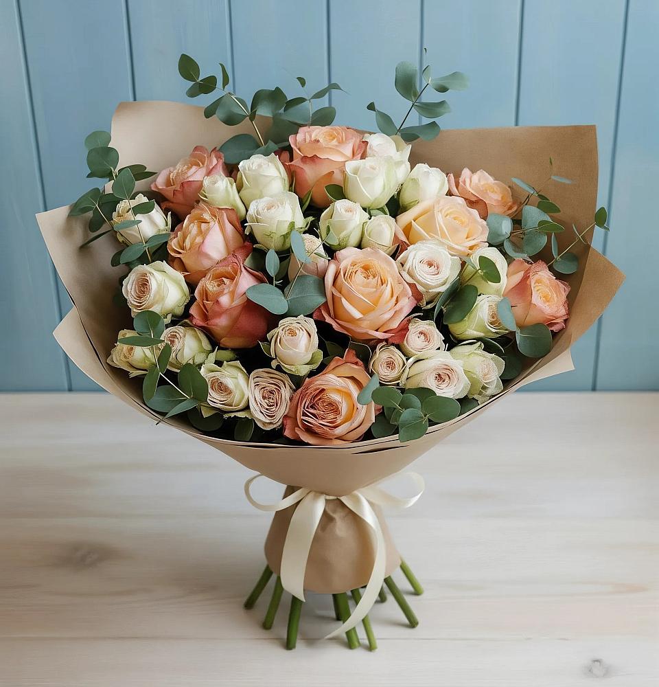 Букет цветов из: Альстромерии и Розы в Розе Челябинской области