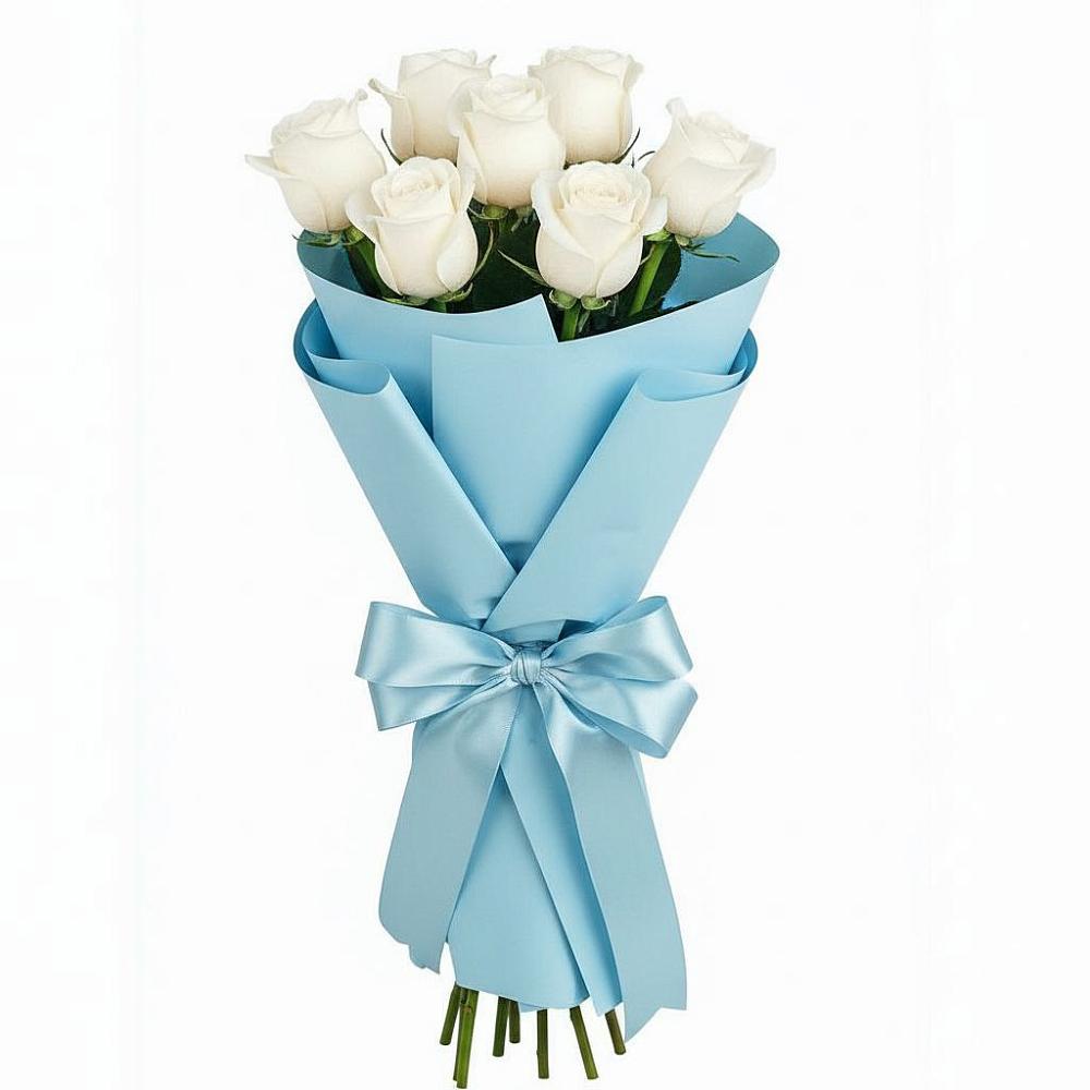 Букет 7 белых роз Проуд в Розе Челябинской области