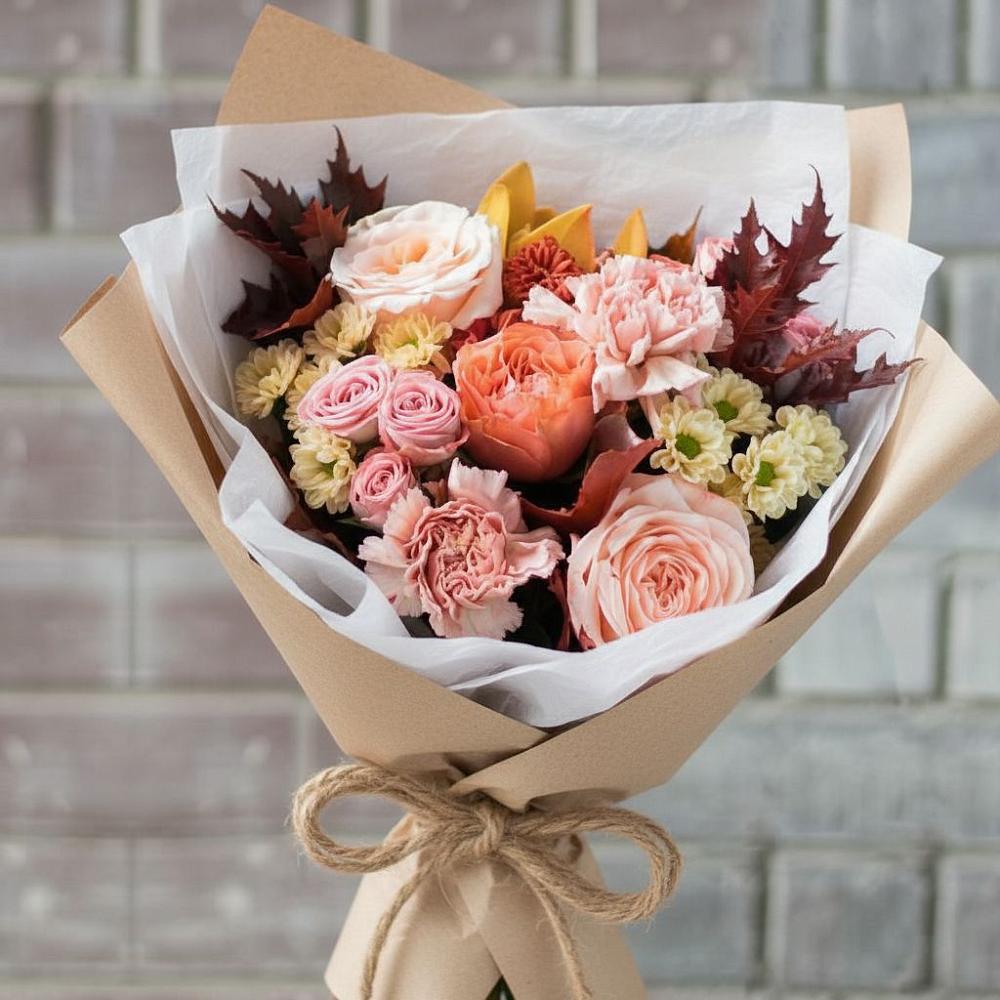 Букет цветов из: Гвоздики, Хризантемы и Розы в Розе Челябинской области