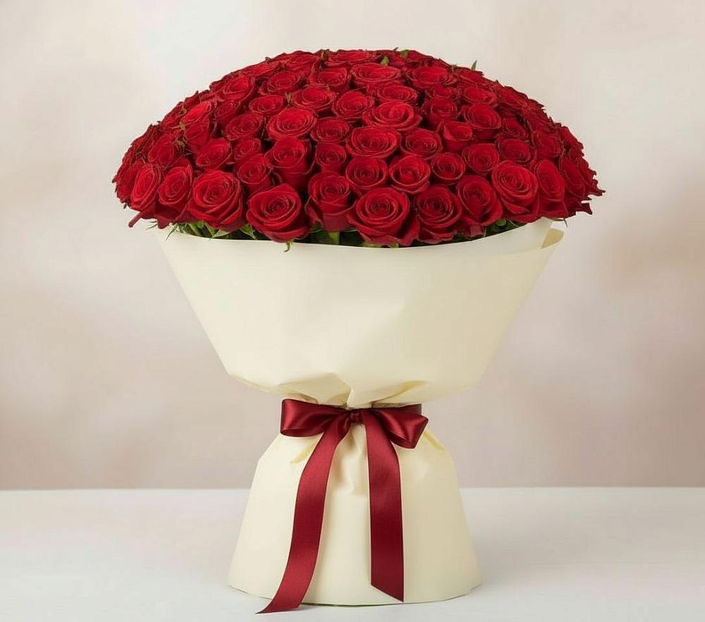 Букет 101 Красная роза Милано в Розе Челябинской области