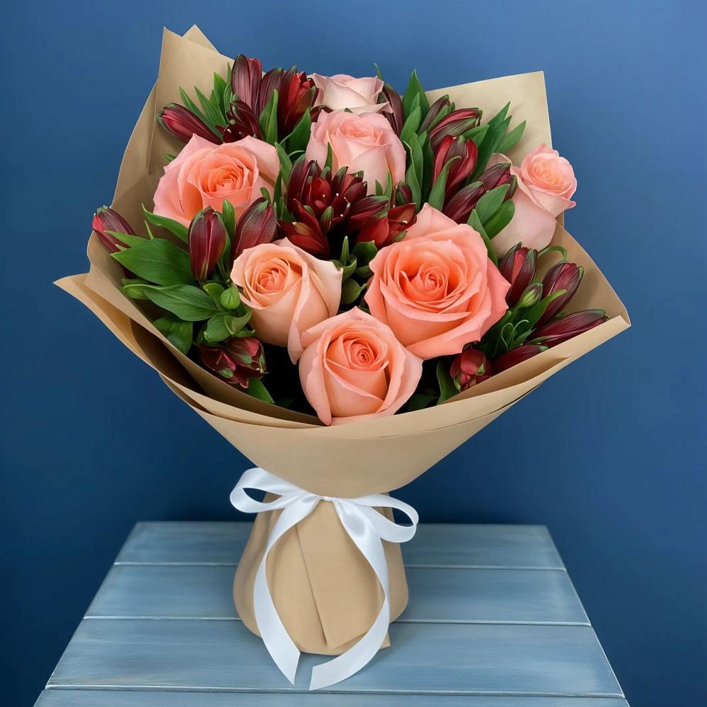 Букет цветов из: Розы и Альстромерии в Розе Челябинской области