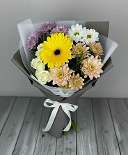 Букет цветов из:  Розы, Герберы и Хризантемы в Розе Челябинской области