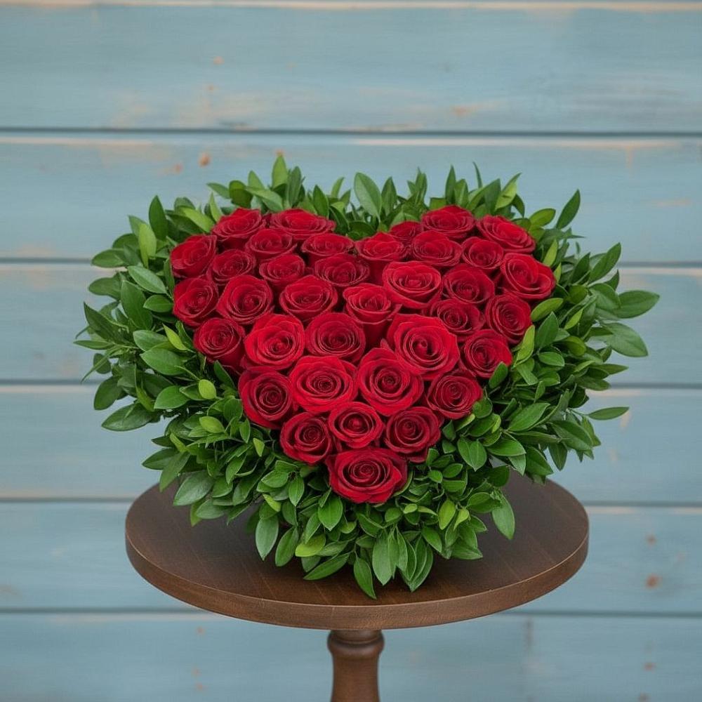 Цветочная композиция из Розы в виде сердца в Розе Челябинской области