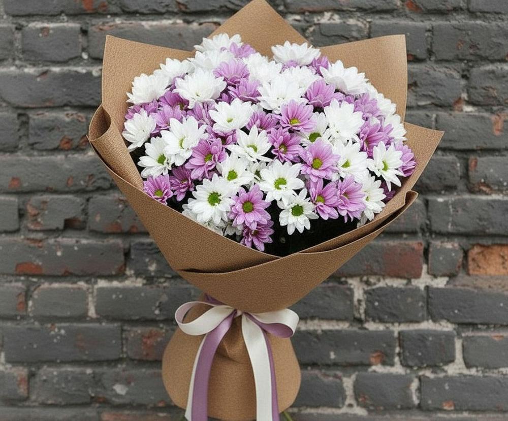 Букет цветов из: Хризантемы в Розе Челябинской области
