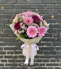 Букет цветов из:  Герберы и Хризантемы в Розе Челябинской области