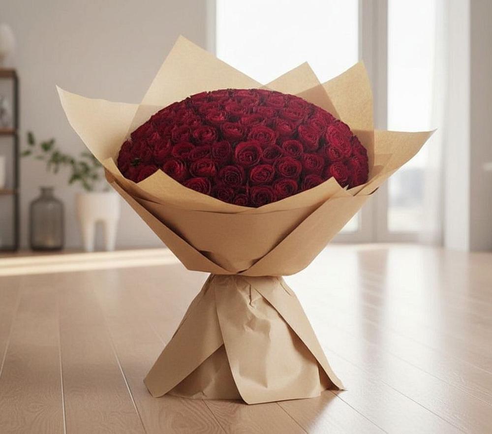 Букет 101 Красная роза в Розе Челябинской области