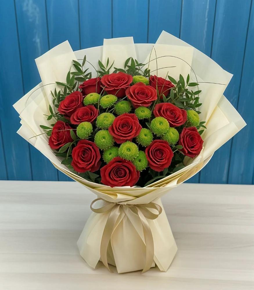 Букет цветов из: Розы и Хризантемы в Розе Челябинской области