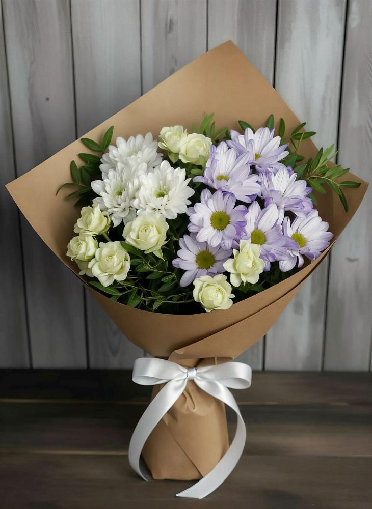 Букет цветов из: Хризантемы и Розы в Розе Челябинской области